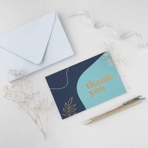 Rileys Thank You Cards with Matching Envelopes | 50-Count, Gold Foil