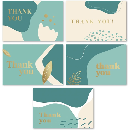 Rileys Thank You Cards with Matching Envelopes | 50-Count, Gold Foil