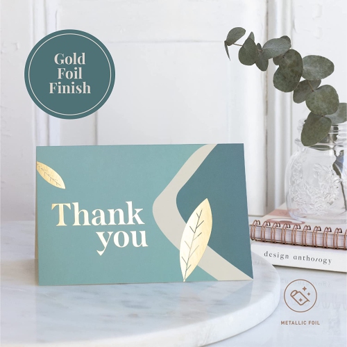 Rileys Thank You Cards with Matching Envelopes | 50-Count, Gold Foil