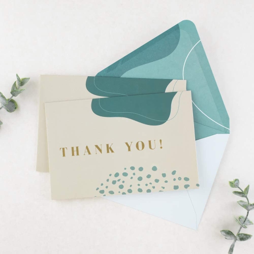 Rileys Thank You Cards with Matching Envelopes | 50-Count, Gold Foil