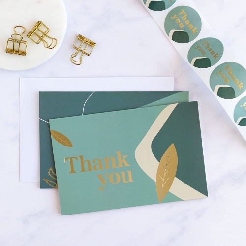 Rileys Thank You Cards with Matching Envelopes | 50-Count, Gold Foil