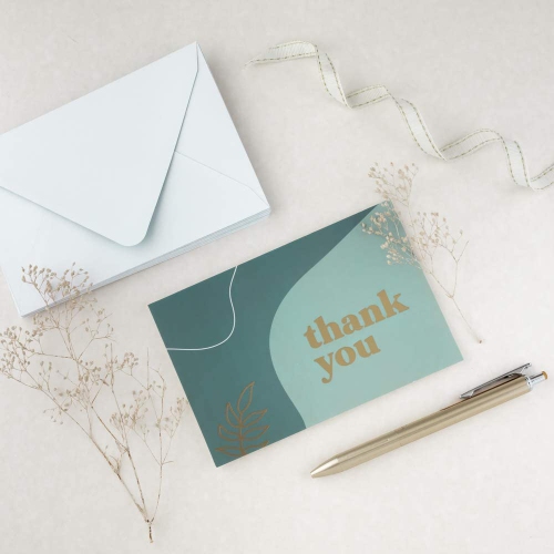 Rileys Thank You Cards with Matching Envelopes | 50-Count, Gold Foil