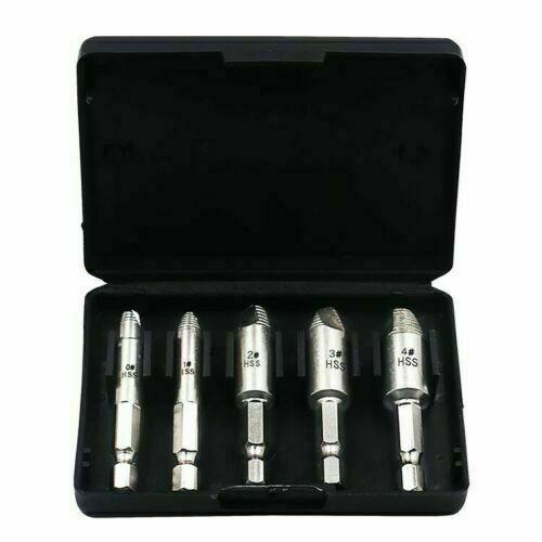 5pcs Damaged Screw Extractor Remover Set Drill Bits Out Broken Screws Bolt Kit