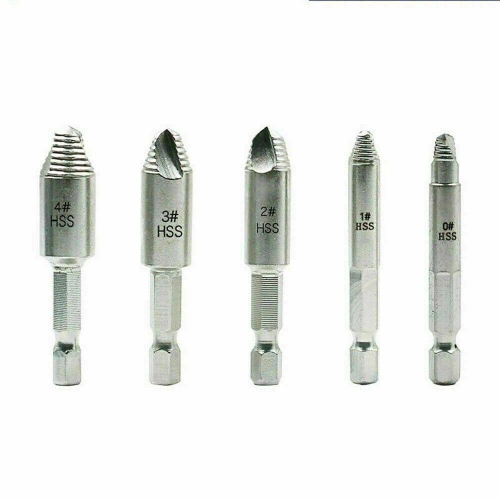 5pcs Damaged Screw Extractor Remover Set Drill Bits Out Broken Screws Bolt Kit