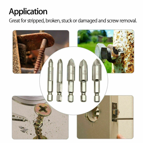 5pcs Damaged Screw Extractor Remover Set Drill Bits Out Broken Screws Bolt Kit