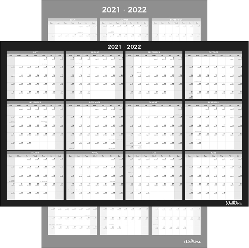 WallDeca Large Annual Erasable Laminated Wall Calendar, 24 x 36 Inch