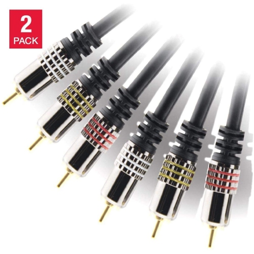 [2 Pack] PREMIUM 3 RCA PLUG TO 3 RCA PLUG CABLR 1.5M