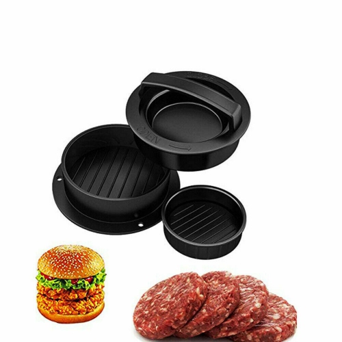 3 in 1 Black Hamburger Press Meat Molds Stuffed Burgers Patty Maker Kitchen Tool