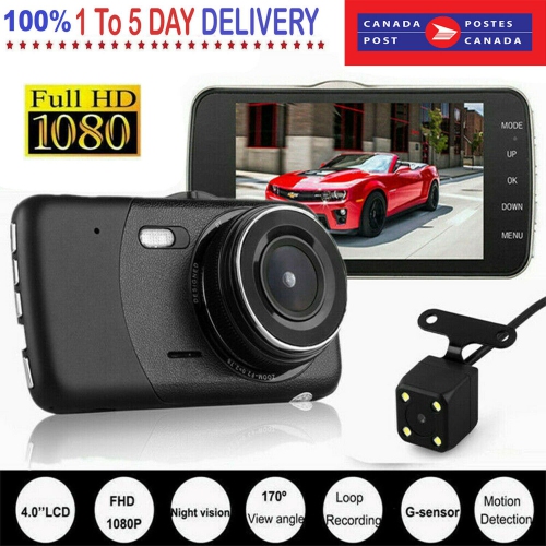 4" Dual Lens Car DVR Dashboard Camera Dash Cam 1080P Front and Rear 170°Recorder