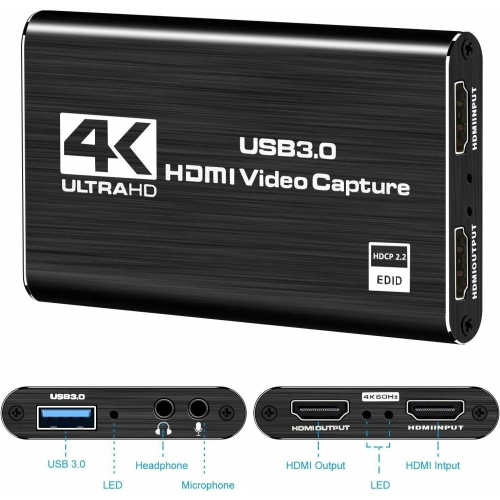4K Audio Video Capture Card HDMI USB 3.0 Device HD1080P Game Recording Stream