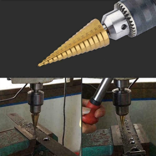 3Pcs Step Drill Bit Set High Speed Steel Titanium Coated Cobalt Steps Hole Cutter