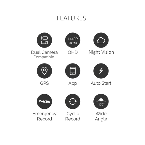 JS Dash 2K - Plug & Play Dash Cam- Full 2K QHD 1440p Dashcam w/ Parking Monitor & 1.54" LED Screen