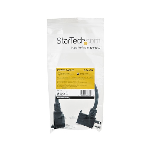 Startech 0.3 m NEMA 5-15P Male to NEMA 5-15R Female Cable - Black (PAC102)