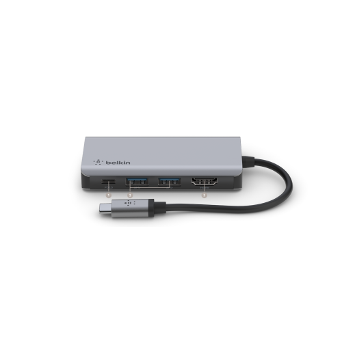 Belkin Connect USB-C Male to 4-in-1 Multiport Adapter Female Cable - Gray