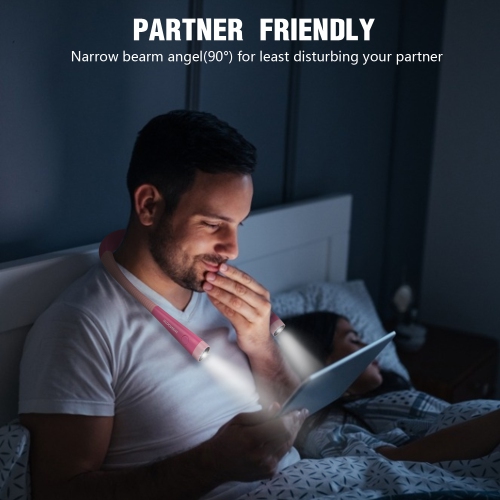 Glocusent LED Neck Reading Light, Book Light, Rechargeable, Long Lasting（GLCSNTBL003）-Pink