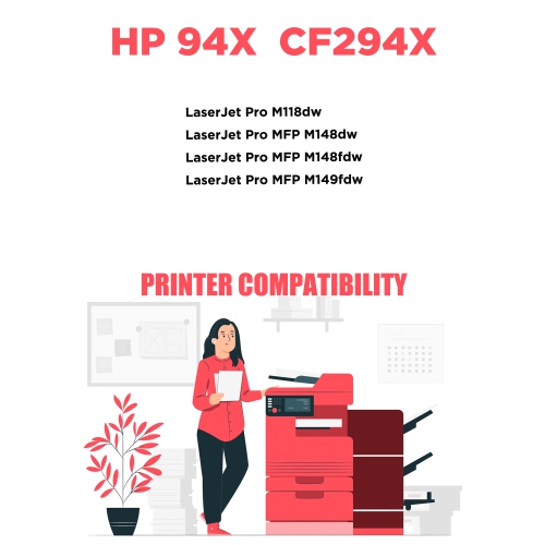 Printer Pro™ Compatible Replacement for 4 Pack HP 94X/hp94x/cf294x/HP 294X/CF294X Black Toner Cartridge for HP Printer LaserJet Pro