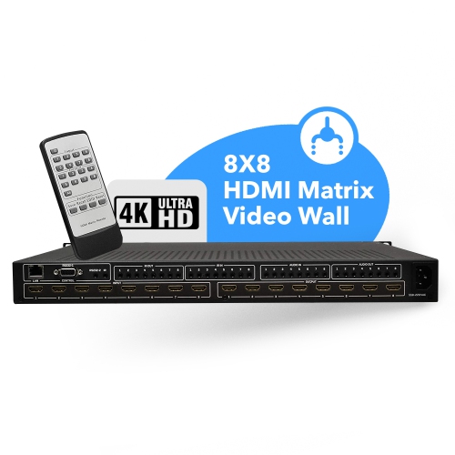 OREI Professional 4K 8X8 HDMI Matrix Video Wall-Seamless Switching - 8 Displays