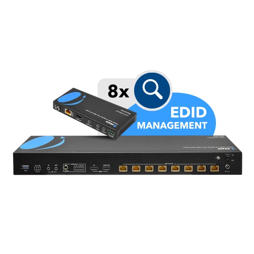 1x8 HDMI Extender Splitter HDBaseT 4K by OREI Multiple Over Single Cable CAT6/7 4K@60Hz 4:4:4 HDCP 2.2 with IR Remote EDID Management, HDR - Up to