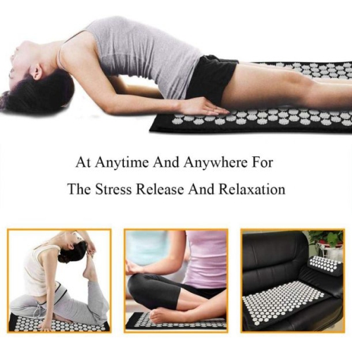 ISTAR Acupressure Mat and Pillow Set Lotus Mat Relax Neck Lower Back Lumbar Great for Muscle Relaxation After Yoga Workout with Travel Bag