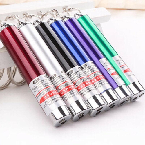 2 In1 Mini Red Laser Pointer Pen For Pet LED Light Child Keychain Pet Cat Toy