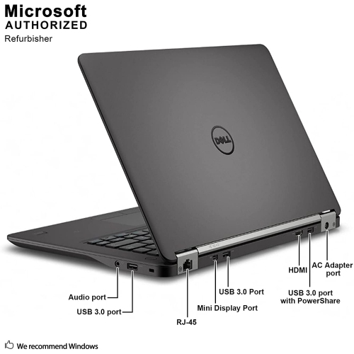 Refurbished - Dell Latitude E7450 Business Ultrabook: i5-5300U 2.3GHz, 8GB RAM, 128GB SSD, HDMI, 14" HD Display, Backlit Keyboard, Windows 10 Pro, NO
