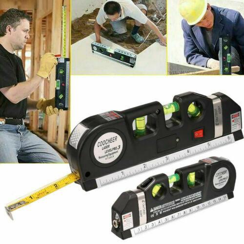NEW Multipurpose Laser Level Vertical Horizon Measuring Tape Aligner Ruler Steel