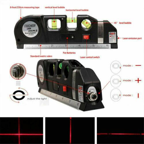 NEW Multipurpose Laser Level Vertical Horizon Measuring Tape Aligner Ruler Steel