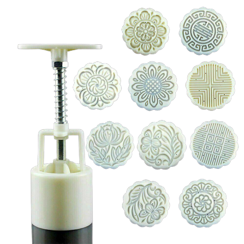 Moon Cake Mould with Stamps for Flowers Hand Pressure Fondant Baking Accessories
