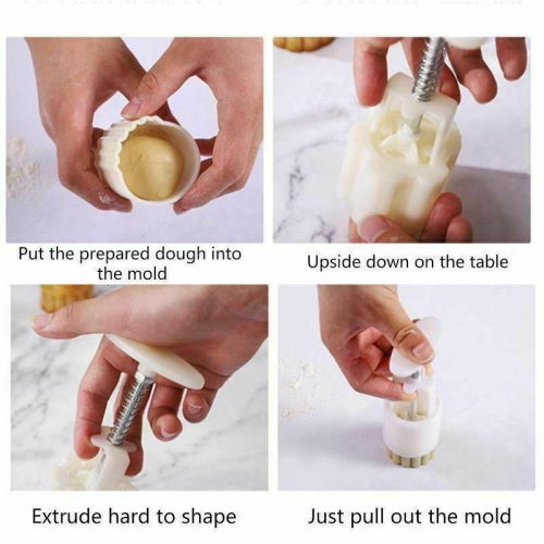 Moon Cake Mould with Stamps for Flowers Hand Pressure Fondant Baking Accessories