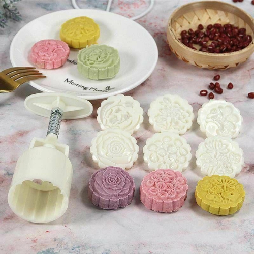 Moon Cake Mould with Stamps for Flowers Hand Pressure Fondant Baking Accessories
