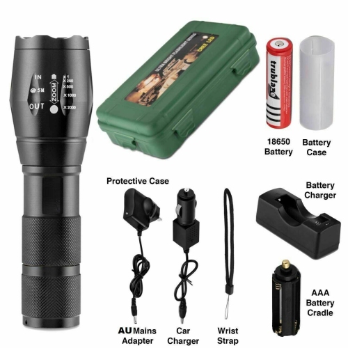 LED Flashlight Torch Set 18650 Battery Lamp Camping Light 60000 Lumens Zoomable