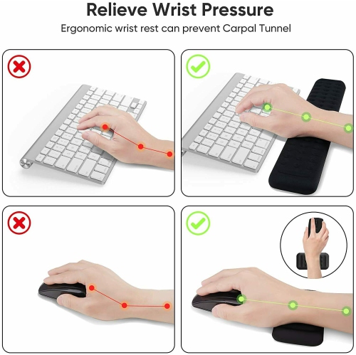 Keyboard and Mouse Wrist Rest Pad Set Foam Ergonomic Hand Palm Support Cushion