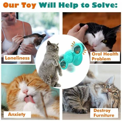 Pet Cat Dog Toy Turntable Windmill Ball Spinning Interactive Pet Massage Toys