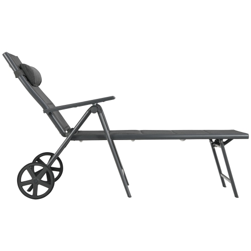 Costway Patio Reclining Chaise Lounge Padded Chair Aluminum Adjust Neck Pillow