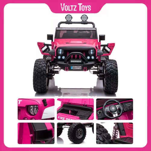 VOLTZ TOYS 2-Seater 12V Ride-on Car for Kids, Lifted Jeep Truck with Raised Suspension, LED Lights, Parental Remote Control, MP3 Player, Leather