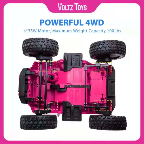 VOLTZ TOYS 2-Seater 12V Ride-on Car for Kids, Lifted Jeep Truck with Raised Suspension, LED Lights, Parental Remote Control, MP3 Player, Leather