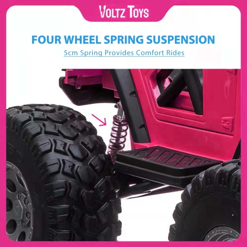 VOLTZ TOYS 2-Seater 12V Ride-on Car for Kids, Lifted Jeep Truck with Raised Suspension, LED Lights, Parental Remote Control, MP3 Player, Leather