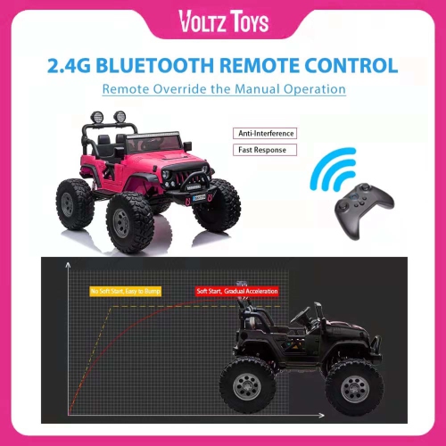 VOLTZ TOYS 2-Seater 12V Ride-on Car for Kids, Lifted Jeep Truck with Raised Suspension, LED Lights, Parental Remote Control, MP3 Player, Leather