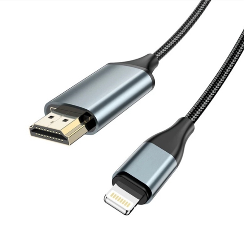 (6,6 pi) Câble adaptateur Lightning vers HDMI pour iPhone iPad vers téléviseur HD 4K Projecteur Apple TV numérique, noir