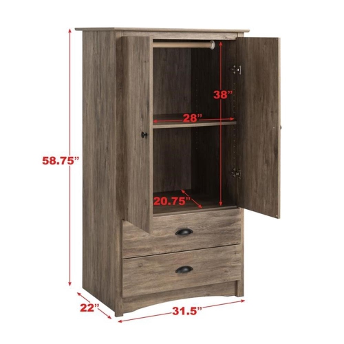 Sonoma 2 Door Armoire - Drifted Grey