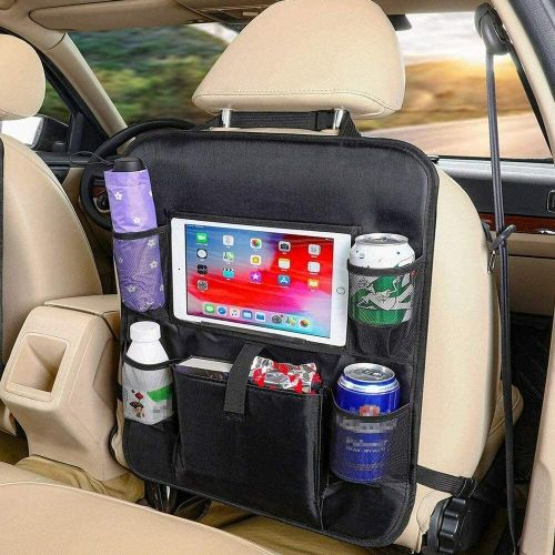 Foldable Car Back Seat Organizer Leather Storage Bag Table Tray Cup Holder iPad