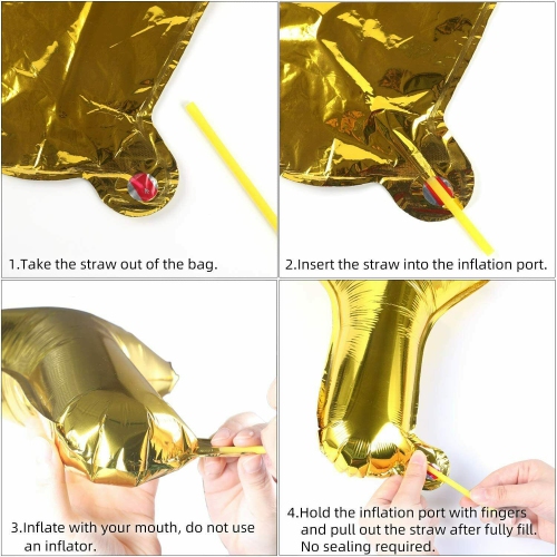 Gold Happy Birthday Foil Balloon Set Letter Party Decoration Banner Bunting 13"