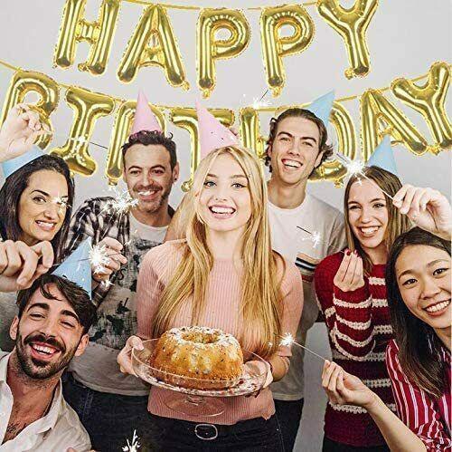 Gold Happy Birthday Foil Balloon Set Letter Party Decoration Banner Bunting 13"