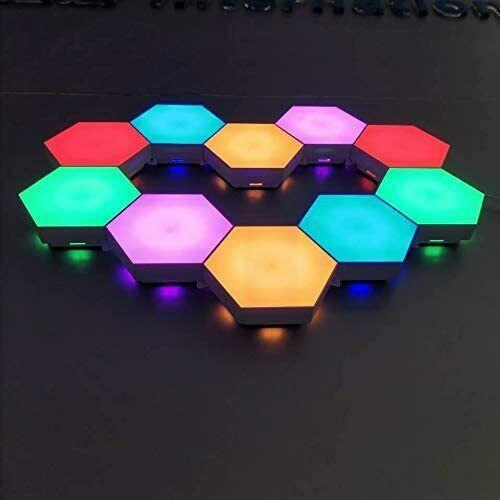 Éclairage hexagonal avec télécommande, panneaux lumineux muraux intelligents à DEL sensibles au toucher