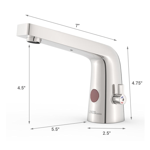 Automatic Touchless Infrared & Wave Sensor Bathroom Basin Faucet, Chrome Finish - LIVINGbasics