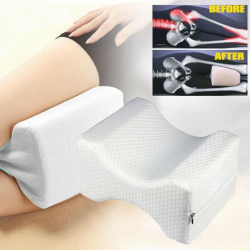 Orthopedic Knee Pillow for Sciatica Relief, Back Pain, Leg Pain, Pregnancy, Hip and Joint Pain - Memory Foam Wedge Contour for Side, Back & Side