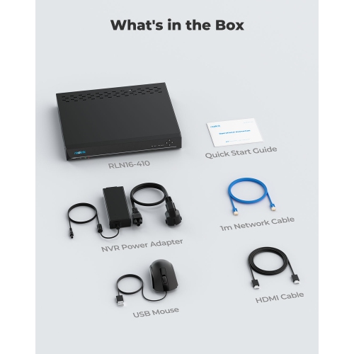 Reolink – enregistreur vidéo réseau PoE à 16 canaux, prise en charge de 12&nbsp;Mpx, alimentation par Ethernet, disque dur 4&nbsp;To intégré