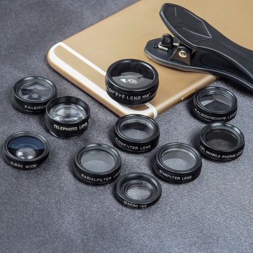ISTAR Phone Camera Lens 10 in 1 Phone Lens Kit, Lens/Wide Angle Lens & Macro Lens/Zoom Lens+CPL/Flow/Radial/Star/Soft Filter