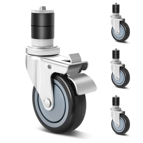 COSTWAY  Set Of 4 Swivel Caster 4" Kitchen Prep Table Wheel for 1-1/2" Id Tubing W/ Brake