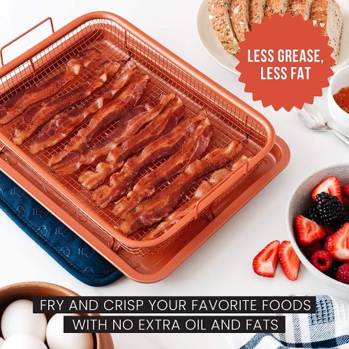 Chef Pomodoro Copper Crisper Tray, 2-Piece Set, Baking Pan